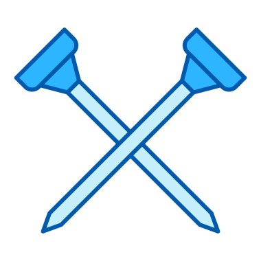 Two crossed golf ball coasters - icon, illustration on white background, similar style