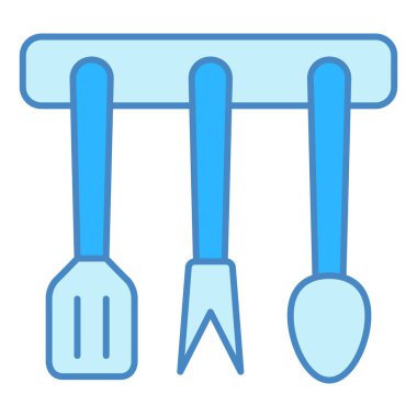 Cutlery set on a horizontal stand  - icon, illustration on white background, similar style