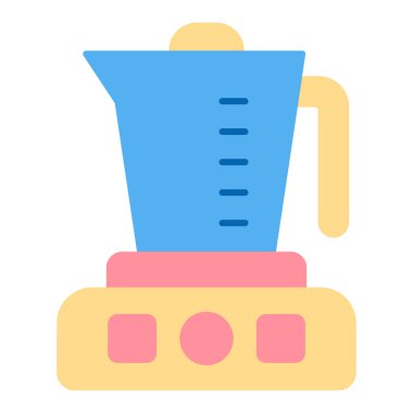 Electric coffee maker on a stand  - icon, illustration on white background, flat color style