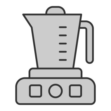 Electric coffee maker on a stand  - icon, illustration on white background, grey style