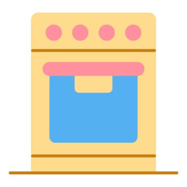 Electric, gas stove with oven  - icon, illustration on white background, flat color style