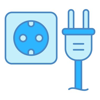 Electrical socket and plug with wire  - icon, illustration on white background, similar style