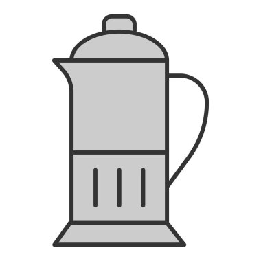Kettle with a transparent body for brewing tea  - icon, illustration on white background, grey style