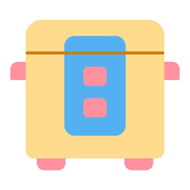 Electric multicooker for cooking  - icon, illustration on white background, flat color style
