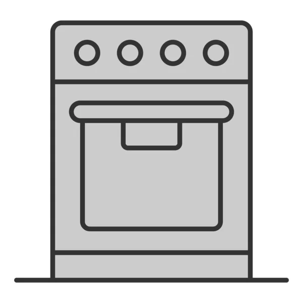 Electric, gas stove with oven  - icon, illustration on white background, grey style
