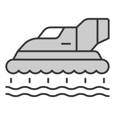All-terrain vehicle on an air cushion - icon, illustration on white background, grey style