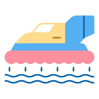 All-terrain vehicle on an air cushion - icon, illustration on white background, flat color style