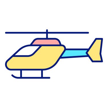 Light-engine pleasure helicopter on skis - icon, illustration on white background, color style