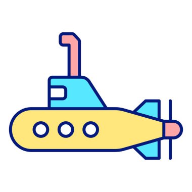 Submarine with periscope - icon, illustration on white background, color style