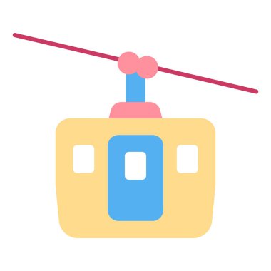 Tram on cable car - icon, illustration on white background, flat color style