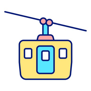 Tram on cable car - icon, illustration on white background, color style