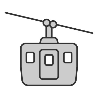 Tram on cable car - icon, illustration on white background, grey style