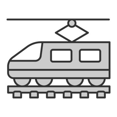 Passenger electric train - icon, illustration on white background, grey style