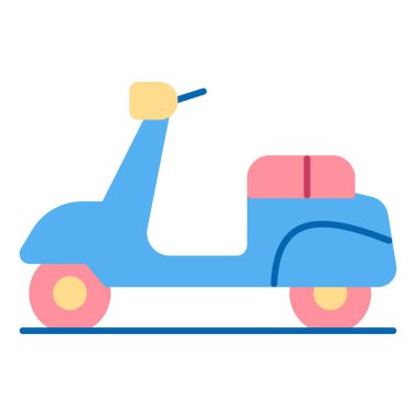Moped, scooter - icon, illustration on white background, flat color style
