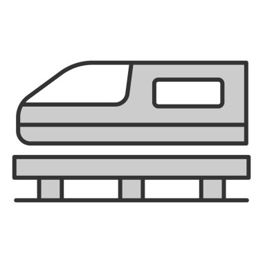 High-speed magnetic levitation train - icon, illustration on white background, grey style