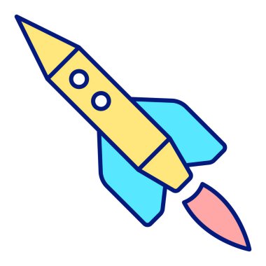 Passenger rocket in flight - icon, illustration on white background, color style