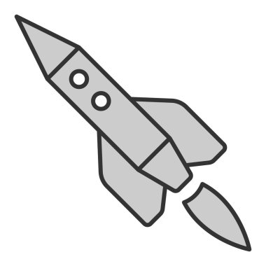 Passenger rocket in flight - icon, illustration on white background, grey style