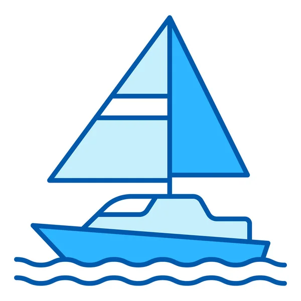 Pleasure yacht with triangular sails - icon, illustration on white background, similar style