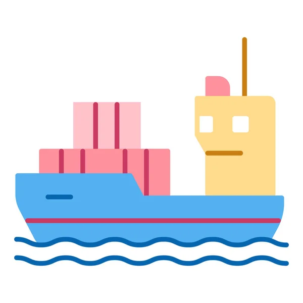 Container ship at sea - icon, illustration on white background, flat color style