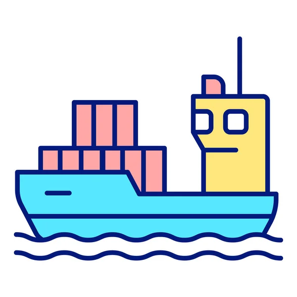 Container ship at sea - icon, illustration on white background, color style