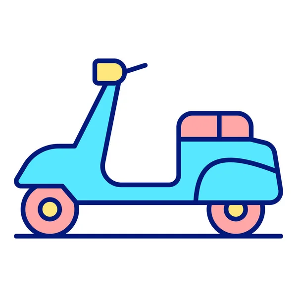 Moped, scooter - icon, illustration on white background, color style