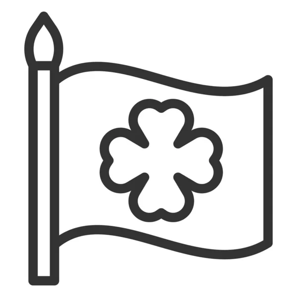Clover List Národní Vlajce Ikona Ilustrace Bílém Pozadí Styl Osnovy — Stock fotografie