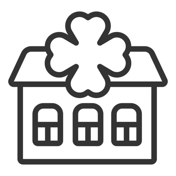 Κατοικίες Κτίριο Παράθυρα Και Φύλλα Τριφύλλι Εικόνα Απεικόνιση Λευκό Φόντο — Φωτογραφία Αρχείου