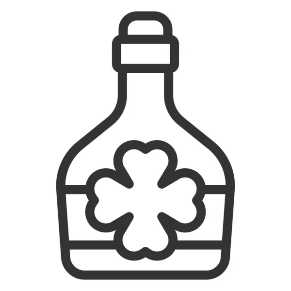 Пляшка Рому Лист Конюшини Іконка Ілюстрація Білому Тлі Стиль Контуру — стокове фото