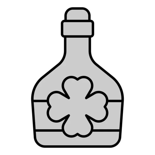 Бутылка Рома Лист Клевера Икона Иллюстрация Белом Фоне Серый Стиль — стоковое фото