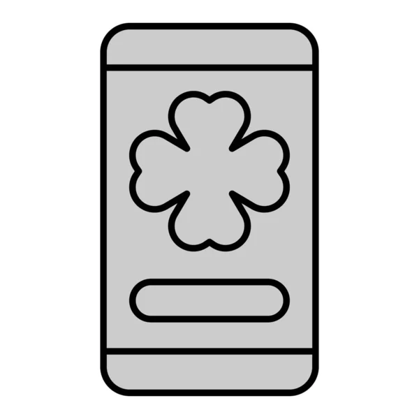 Liść Koniczyny Ekranie Smartfona Ikona Ilustracja Białym Tle Szary Styl — Zdjęcie stockowe