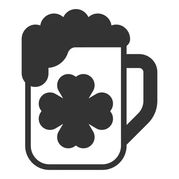 Κούπα Μπύρας Και Τριφυλλιού Εικόνα Απεικόνιση Λευκό Φόντο Στυλ Glyph — Φωτογραφία Αρχείου