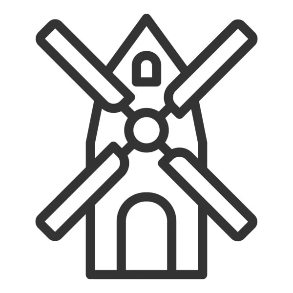 Windmühle Symbol Illustration Auf Weißem Hintergrund Umrissstil — Stockfoto