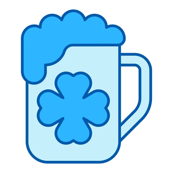 Mug of beer and clover leaf - icon, illustration on white background, similar style