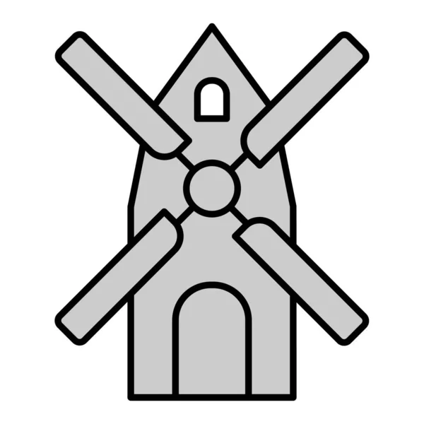 Windmühle Symbol Abbildung Auf Weißem Hintergrund Grauer Stil — Stockfoto