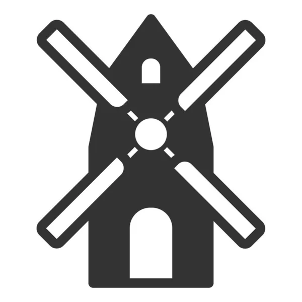 Windmühle Symbol Illustration Auf Weißem Hintergrund Glyphen Stil — Stockfoto