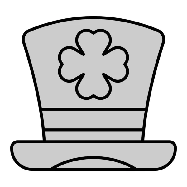 顶帽和三叶草叶图标 白色背景图解 灰色风格 — 图库照片