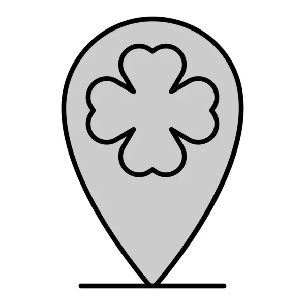 Ortsschild Und Kleeblatt Symbol Abbildung Auf Weißem Hintergrund Grauer Stil — Stockfoto