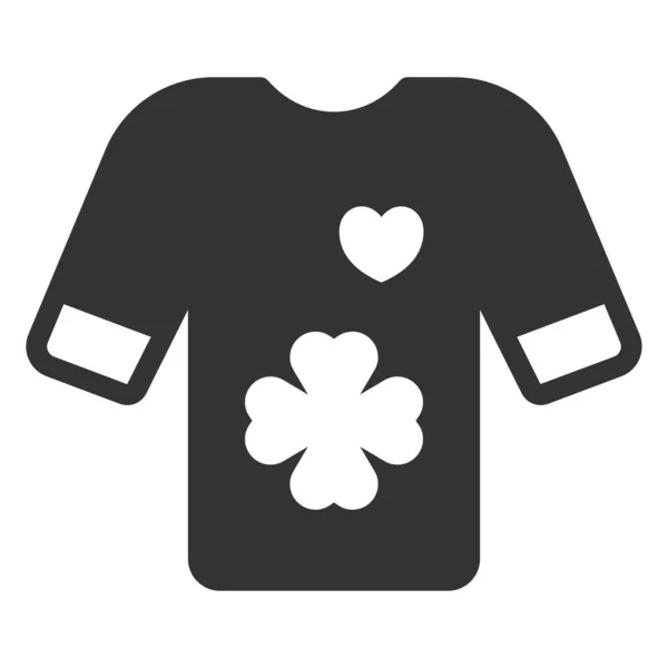 Shirt Clover Leaf Heart Design Icon Illustration White Background Glyph — Stock Photo, Image