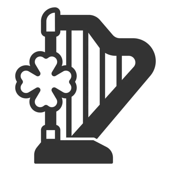 Muzikale Harp Klaverblad Icoon Illustratie Witte Achtergrond Glyph Stijl — Stockfoto