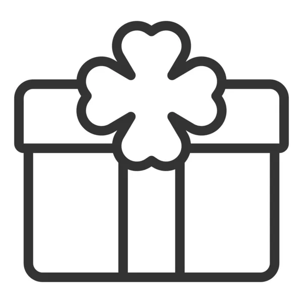 Подарункова Коробка Лист Конюшини Іконка Ілюстрація Білому Тлі Стиль Контуру — стокове фото