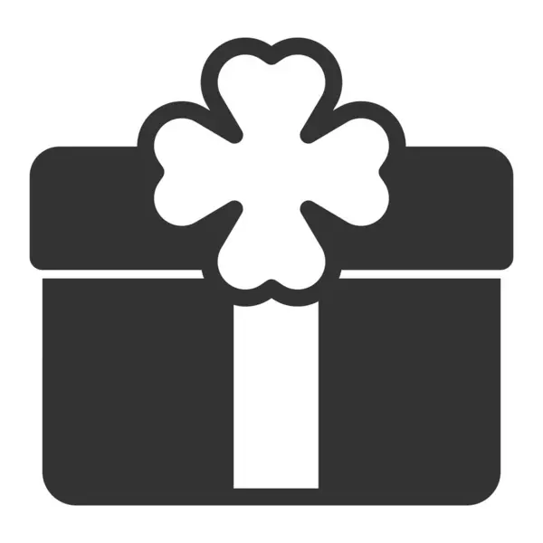 Подарункова Коробка Лист Конюшини Іконка Ілюстрація Білому Тлі Стиль Гліфів — стокове фото