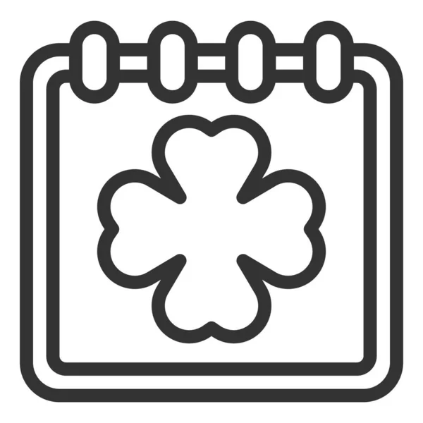 Φύλλο Τριφύλλι Στο Ημερολόγιο Εικόνα Απεικόνιση Λευκό Φόντο Στυλ Περίγραμμα — Διανυσματικό Αρχείο