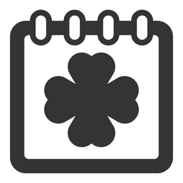 Clover Leaf Calendar Icon Illustration White Background Glyph Style — Stock Vector