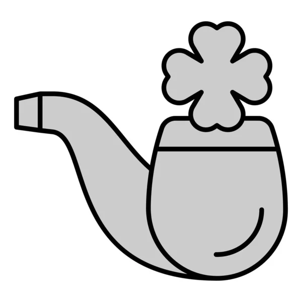 Курительная Трубка Табаком Листом Клевера Икона Иллюстрация Белом Фоне Серый — стоковый вектор