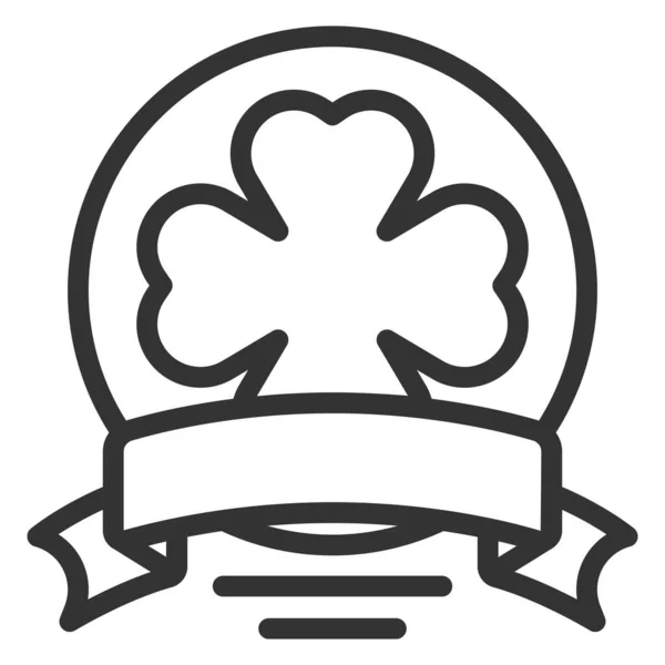 Ribbon Encircles Clover Leaf Bowl Icon Illustration White Background Outline — Stock Vector