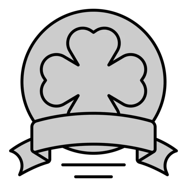 Ribbon Encircles Clover Leaf Bowl Icon Illustration White Background Grey — Stock Vector
