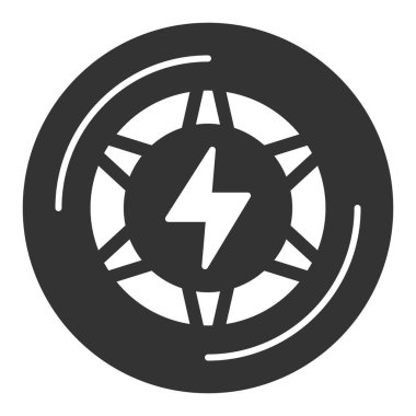 Elektrikli scooter arka tekerlek - simge, beyaz arkaplanda illüstrasyon, kabartma biçimi