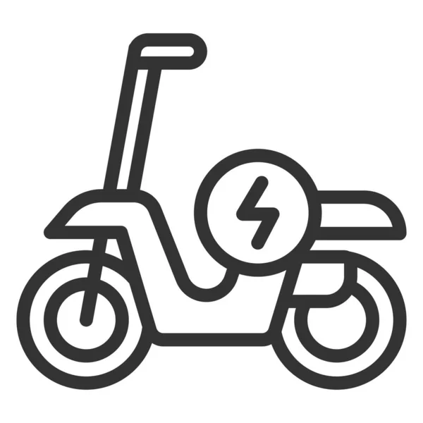 Elektro Moped Und Energieschild Symbol Abbildung Auf Weißem Hintergrund Umrissstil — Stockfoto