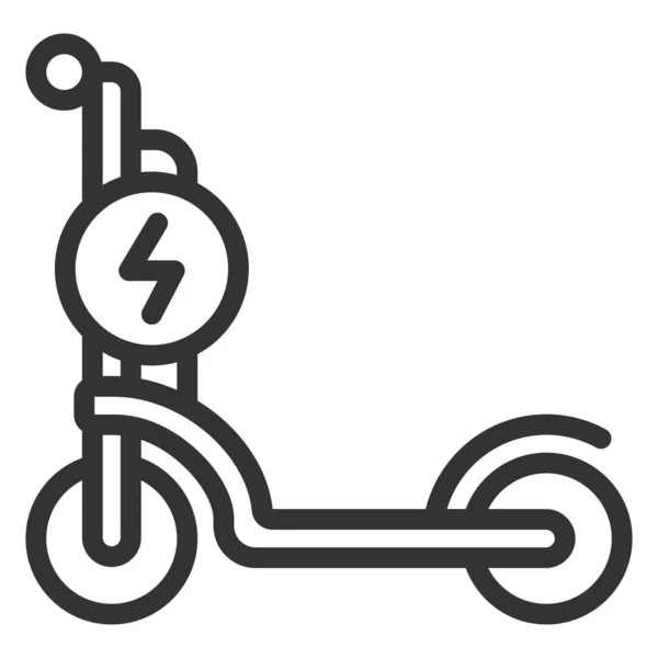 电动滑板车 带有电池和能源标志图标 白色背景图解 轮廓风格 — 图库照片