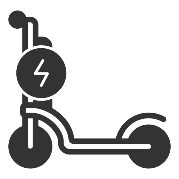 电动滑板车 带有电池和能量符号图标 白色背景图解 格式化风格 — 图库照片